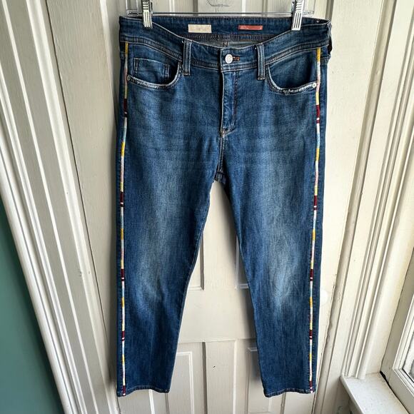 Anthropologie Pilcro Embroidered Side-Stripe Boyfriend Jeans - Picture 2 of 8